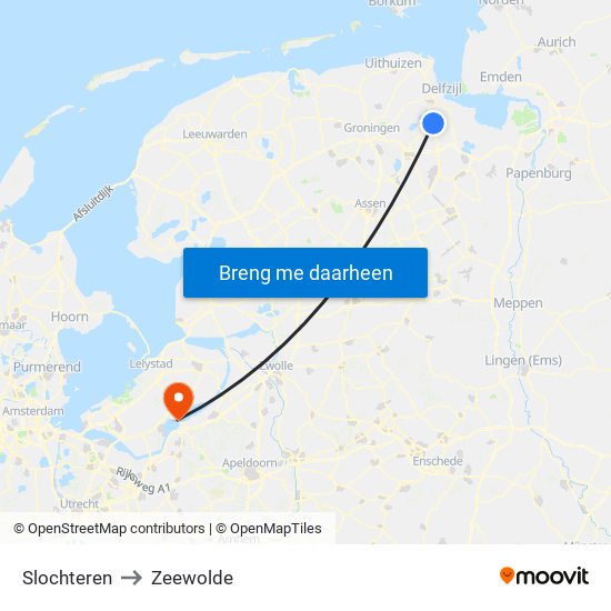 Slochteren to Zeewolde map