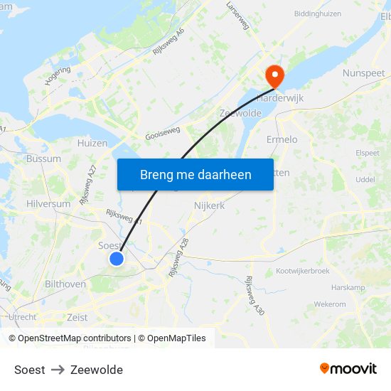 Soest to Zeewolde map