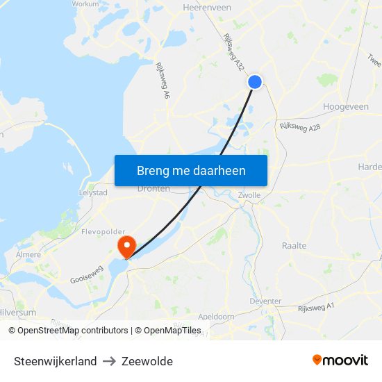 Steenwijkerland to Zeewolde map