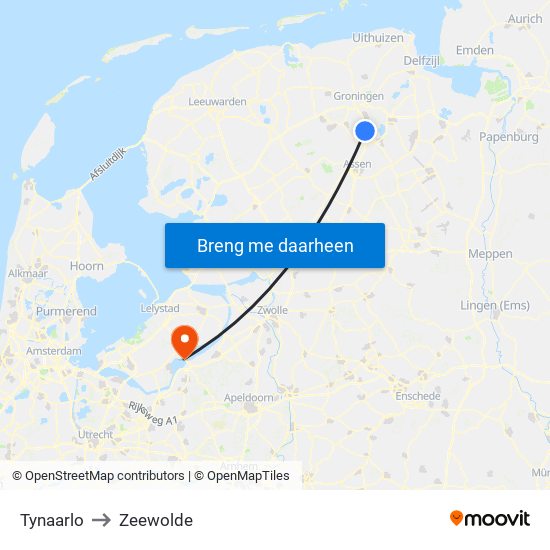 Tynaarlo to Zeewolde map