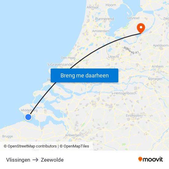 Vlissingen to Zeewolde map