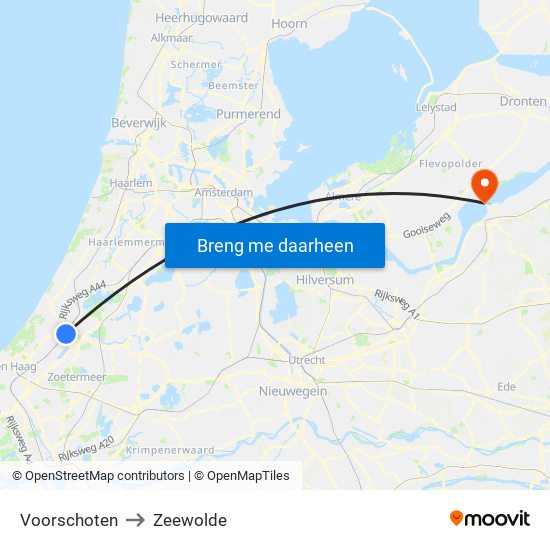 Voorschoten to Zeewolde map