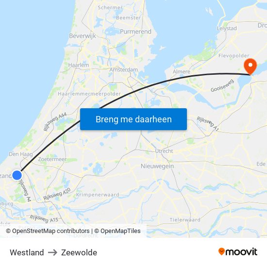 Westland to Zeewolde map