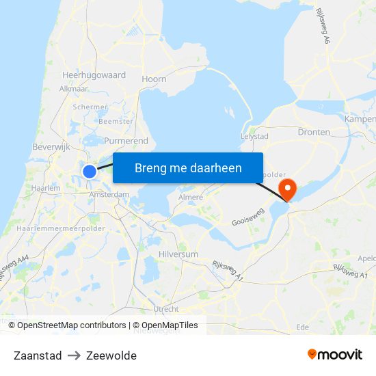 Zaanstad to Zeewolde map