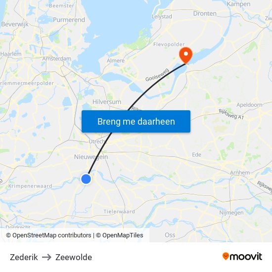 Zederik to Zeewolde map