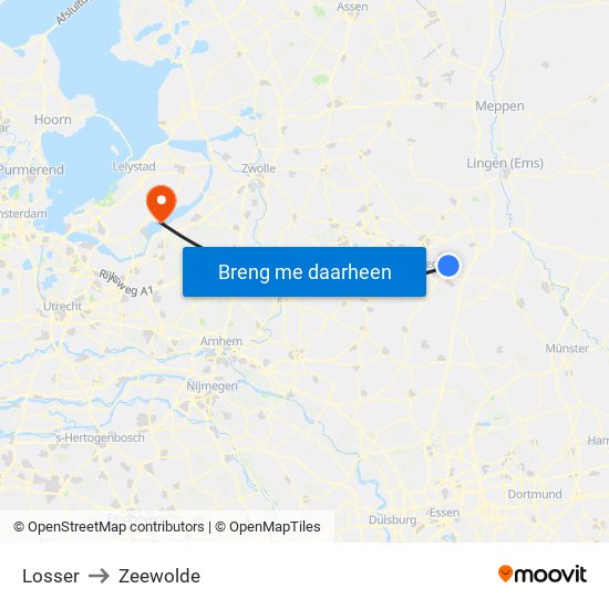Losser to Zeewolde map