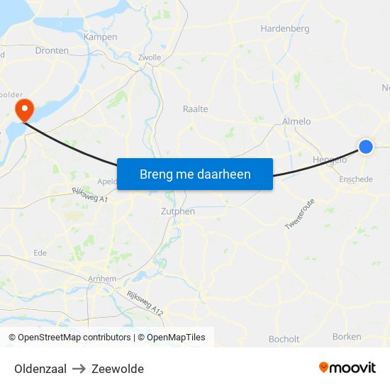 Oldenzaal to Zeewolde map