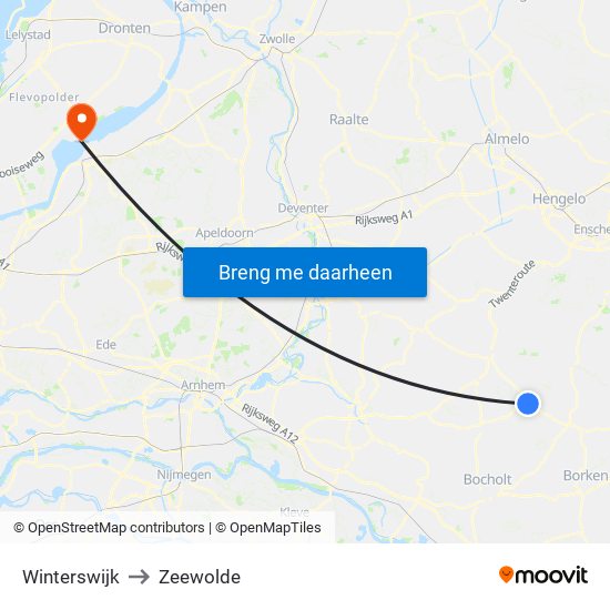 Winterswijk to Zeewolde map