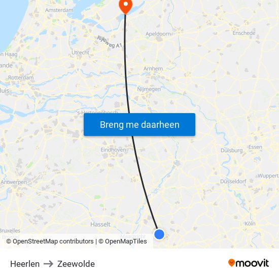 Heerlen to Zeewolde map