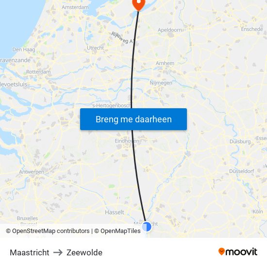 Maastricht to Zeewolde map