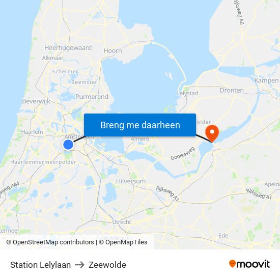 Station Lelylaan to Zeewolde map