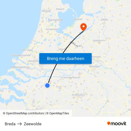 Breda to Zeewolde map