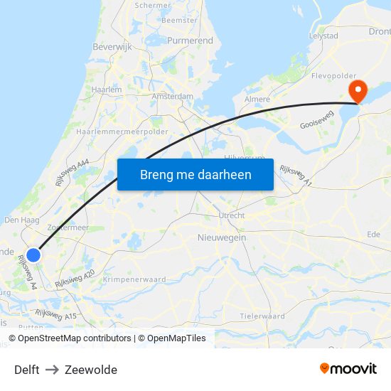 Delft to Zeewolde map