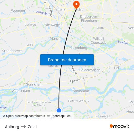Aalburg to Zeist map