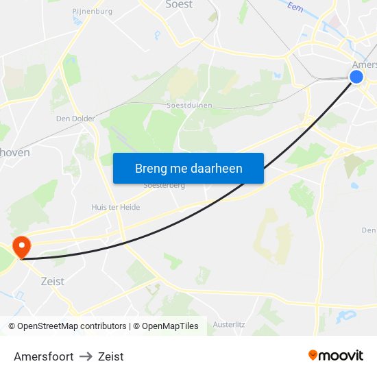 Amersfoort to Zeist map