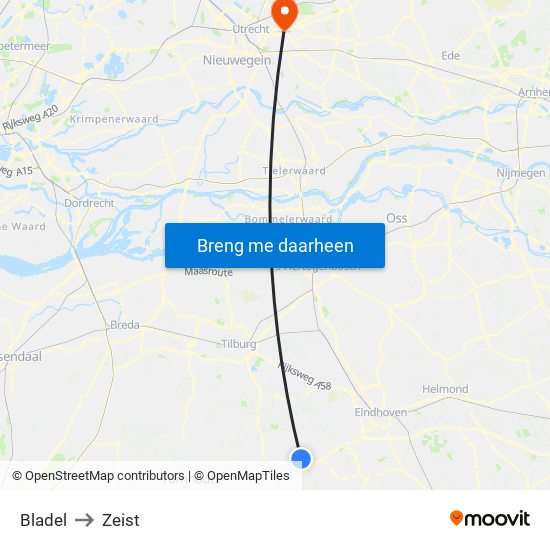 Bladel to Zeist map