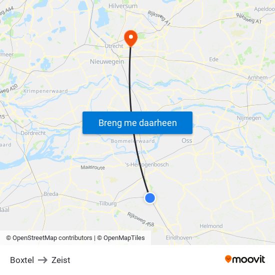 Boxtel to Zeist map
