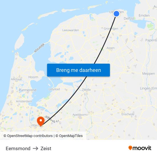 Eemsmond to Zeist map