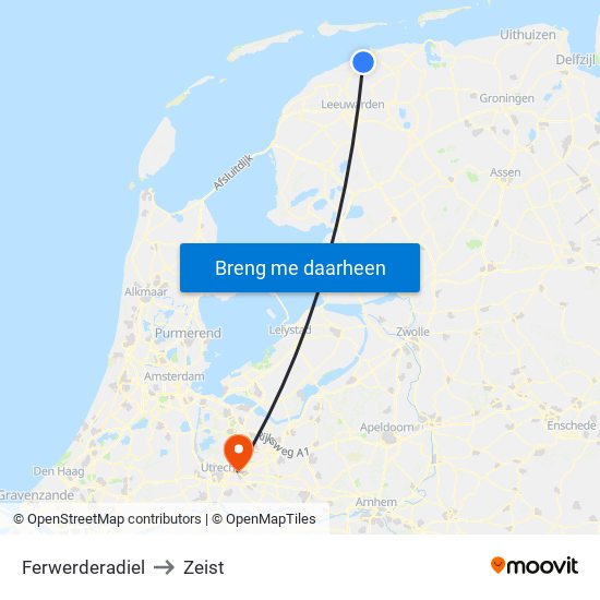 Ferwerderadiel to Zeist map