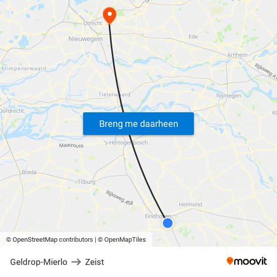 Geldrop-Mierlo to Zeist map