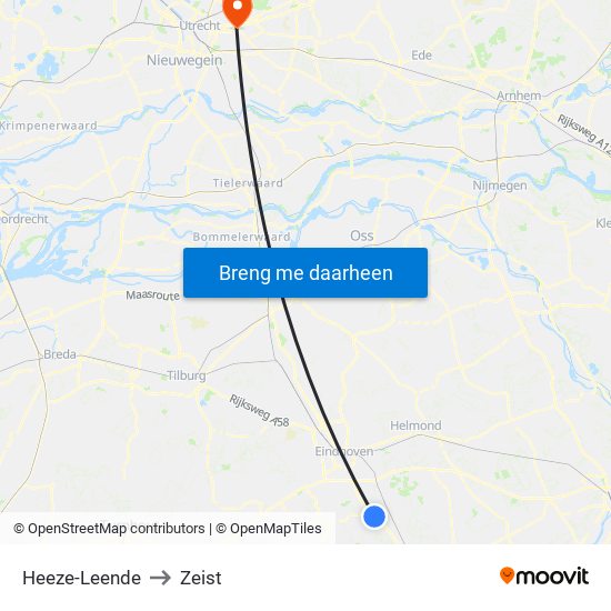 Heeze-Leende to Zeist map