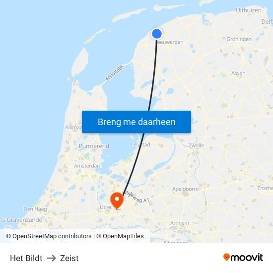 Het Bildt to Zeist map