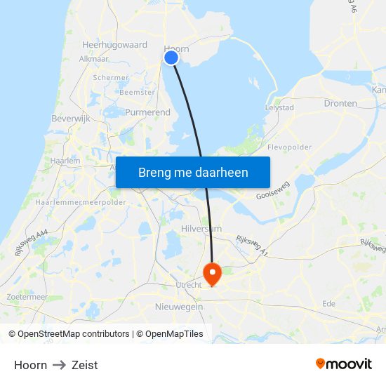 Hoorn to Zeist map