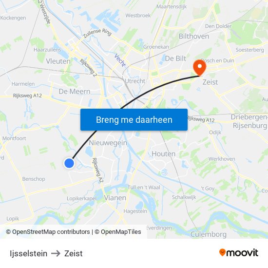 Ijsselstein to Zeist map