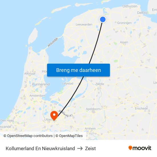 Kollumerland En Nieuwkruisland to Zeist map