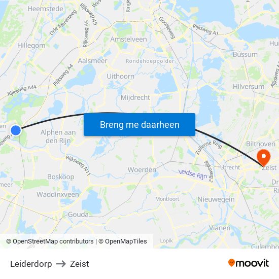 Leiderdorp to Zeist map