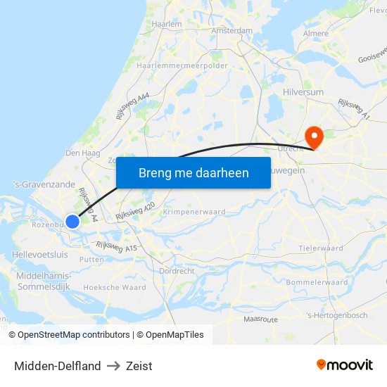 Midden-Delfland to Zeist map