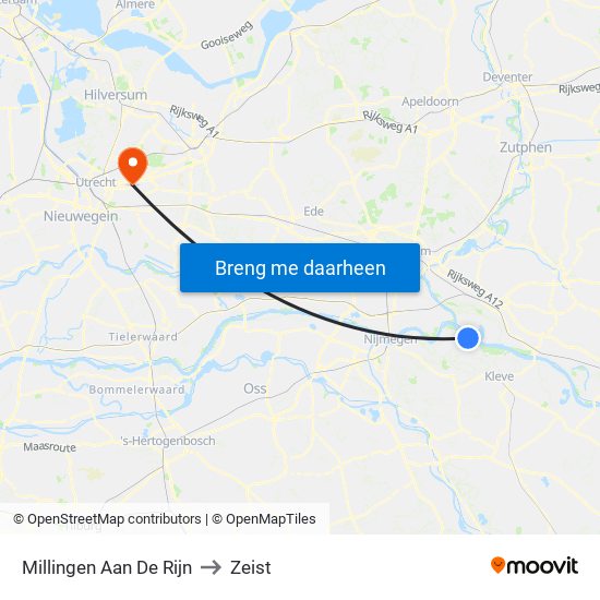 Millingen Aan De Rijn to Zeist map