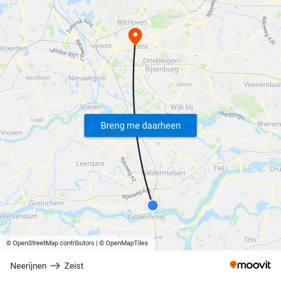 Neerijnen to Zeist map