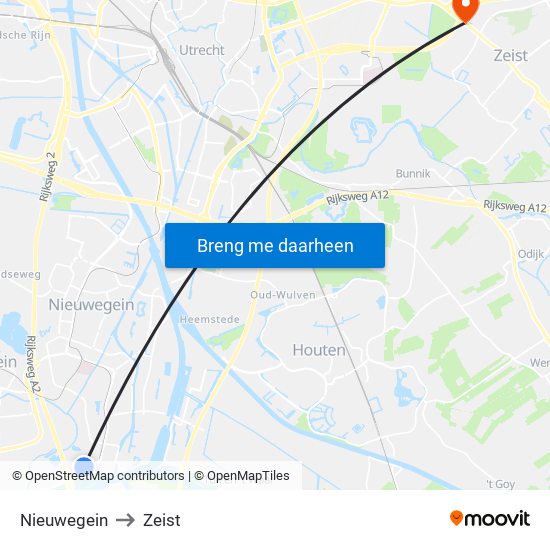 Nieuwegein to Zeist map