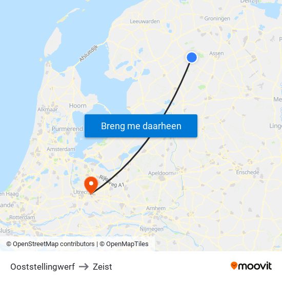 Ooststellingwerf to Zeist map