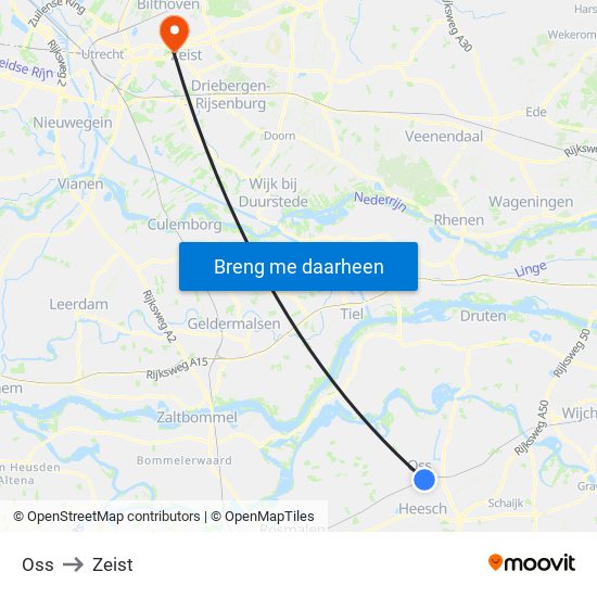 Oss to Zeist map