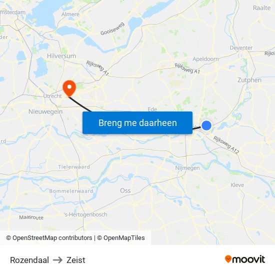 Rozendaal to Zeist map