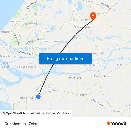 Rucphen to Zeist map