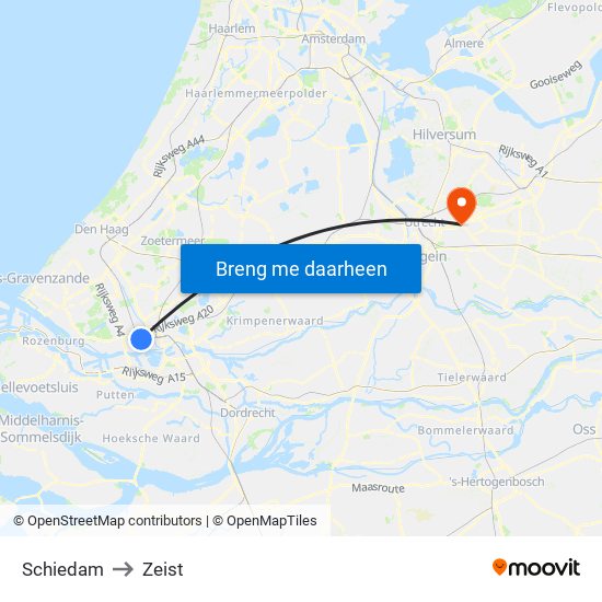 Schiedam to Zeist map