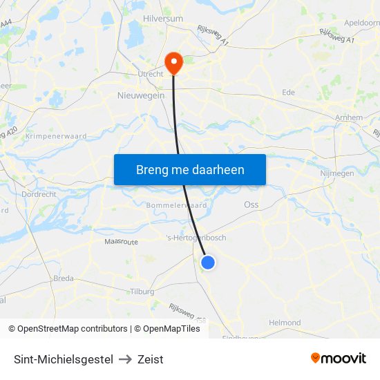 Sint-Michielsgestel to Zeist map