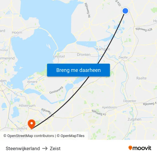 Steenwijkerland to Zeist map