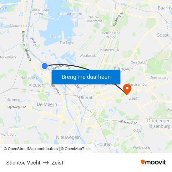 Stichtse Vecht to Zeist map