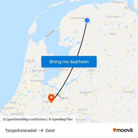 Tytsjerksteradiel to Zeist map