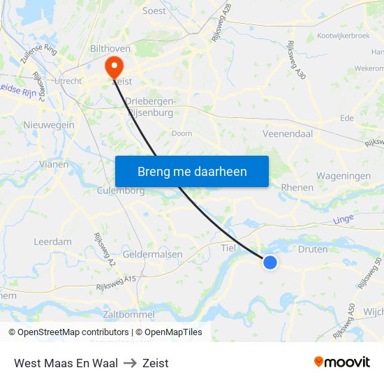 West Maas En Waal to Zeist map