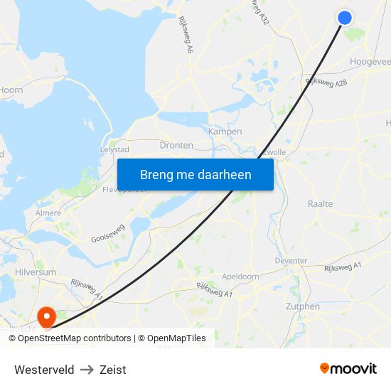Westerveld to Zeist map