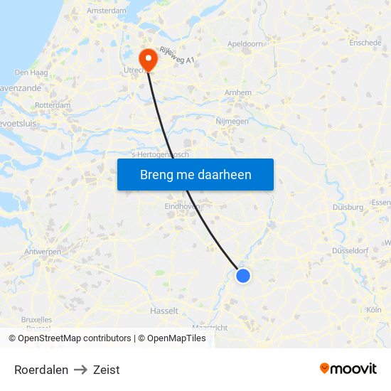Roerdalen to Zeist map