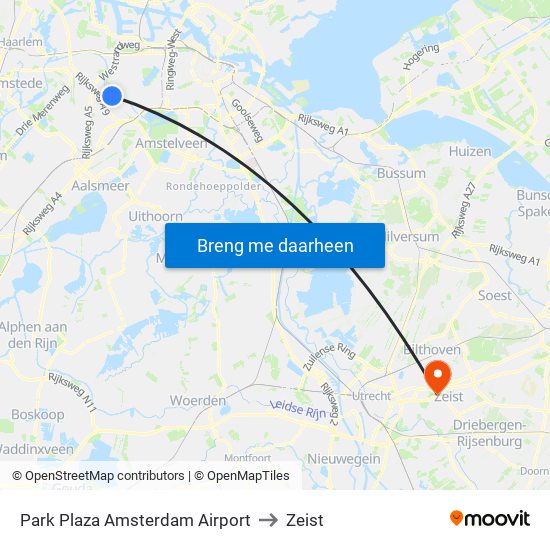 Park Plaza Amsterdam Airport to Zeist map