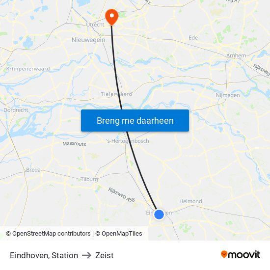 Eindhoven, Station to Zeist map
