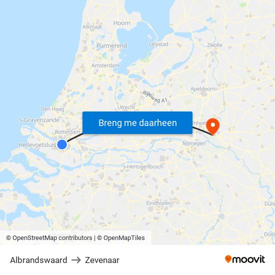 Albrandswaard to Zevenaar map