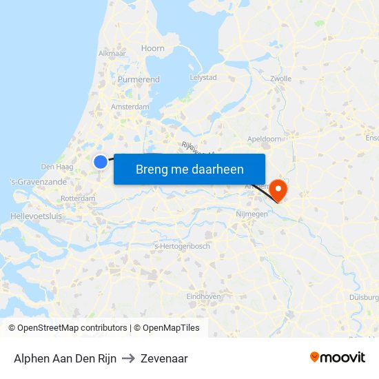 Alphen Aan Den Rijn to Zevenaar map